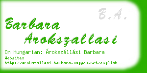 barbara arokszallasi business card