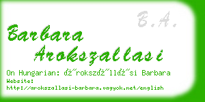 barbara arokszallasi business card